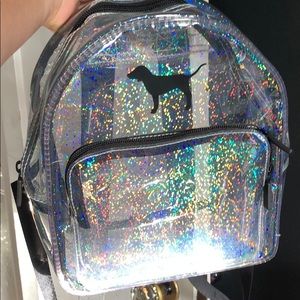 brand new VSPINK mini clear holographic backpack